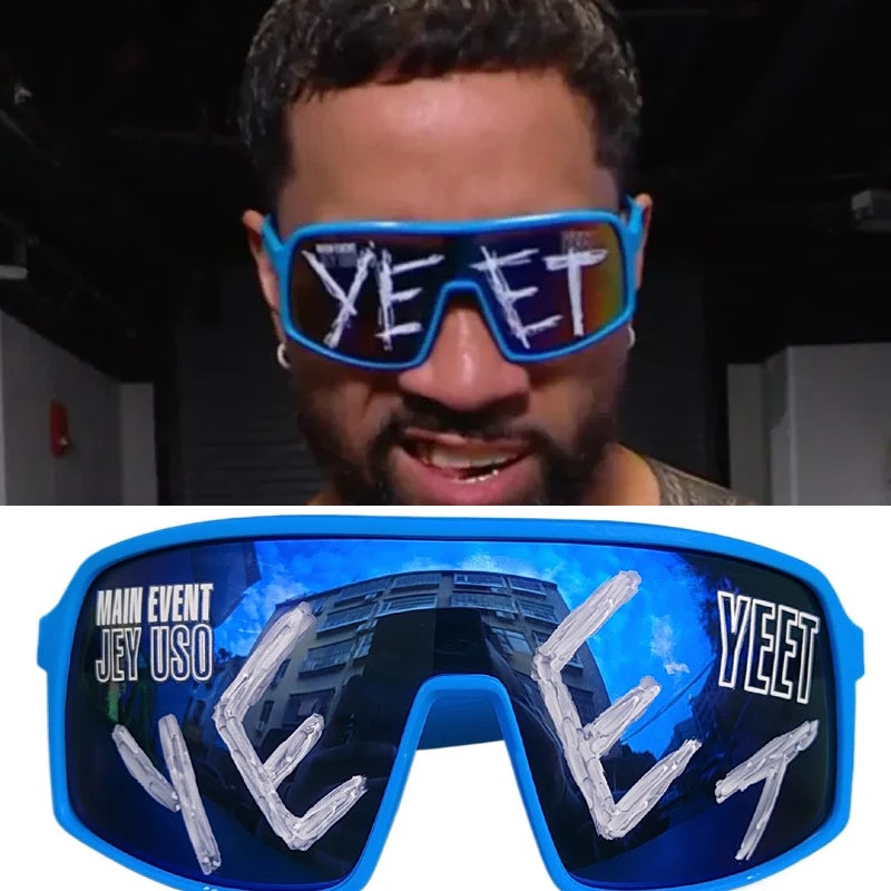 Jey Uso YEET Sunglasses Sports Shades MAIN EVENT Blue Glasses Bloodline USOS RARE Colors Motorcycle Glasses Beauty World Shop