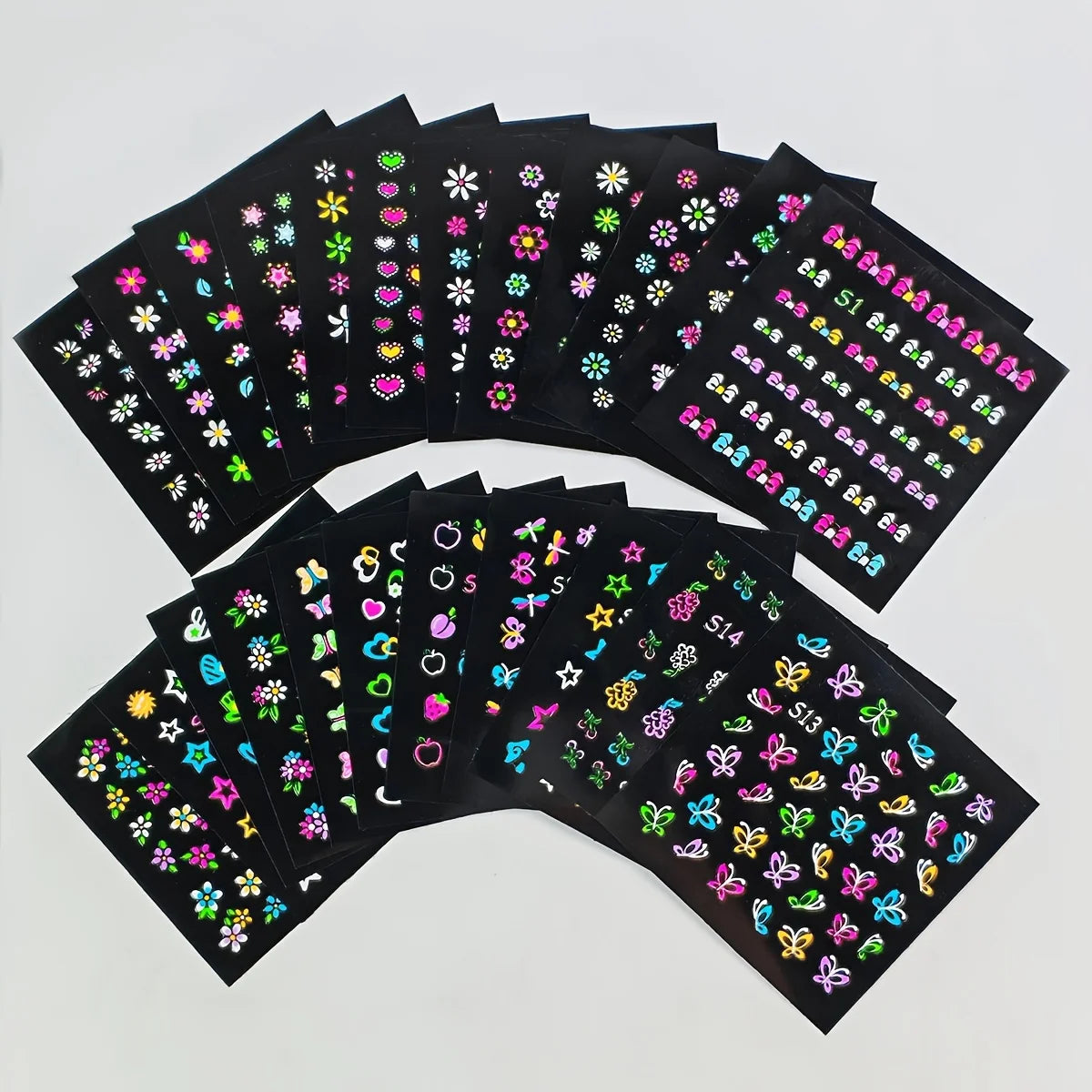 30 Sheets 3D Glow in The Dark Neon Nail Stickers - Glittery Glossy Self-Adhesive Nail Art Decorations with Butterfly, Love Heart Beauty World Shop