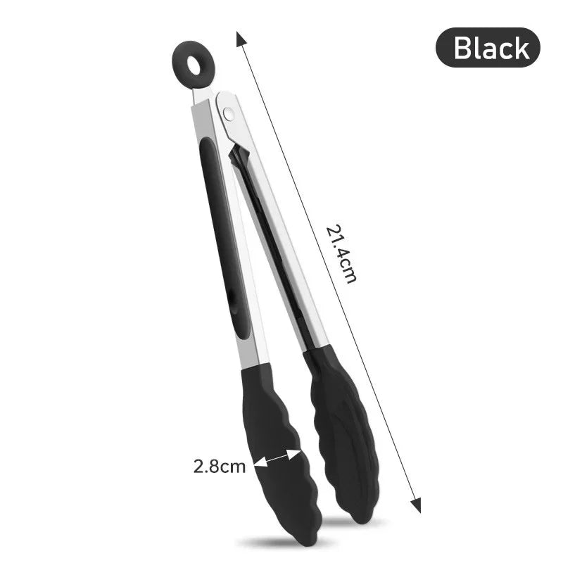 7 Inch Food Tongs Creative Non-slip BBQ Grilling Tongs Salad Bread Cooking Clip Clamp Serving Utensils Tongs Kitchen Accessories Beauty Trend Shop