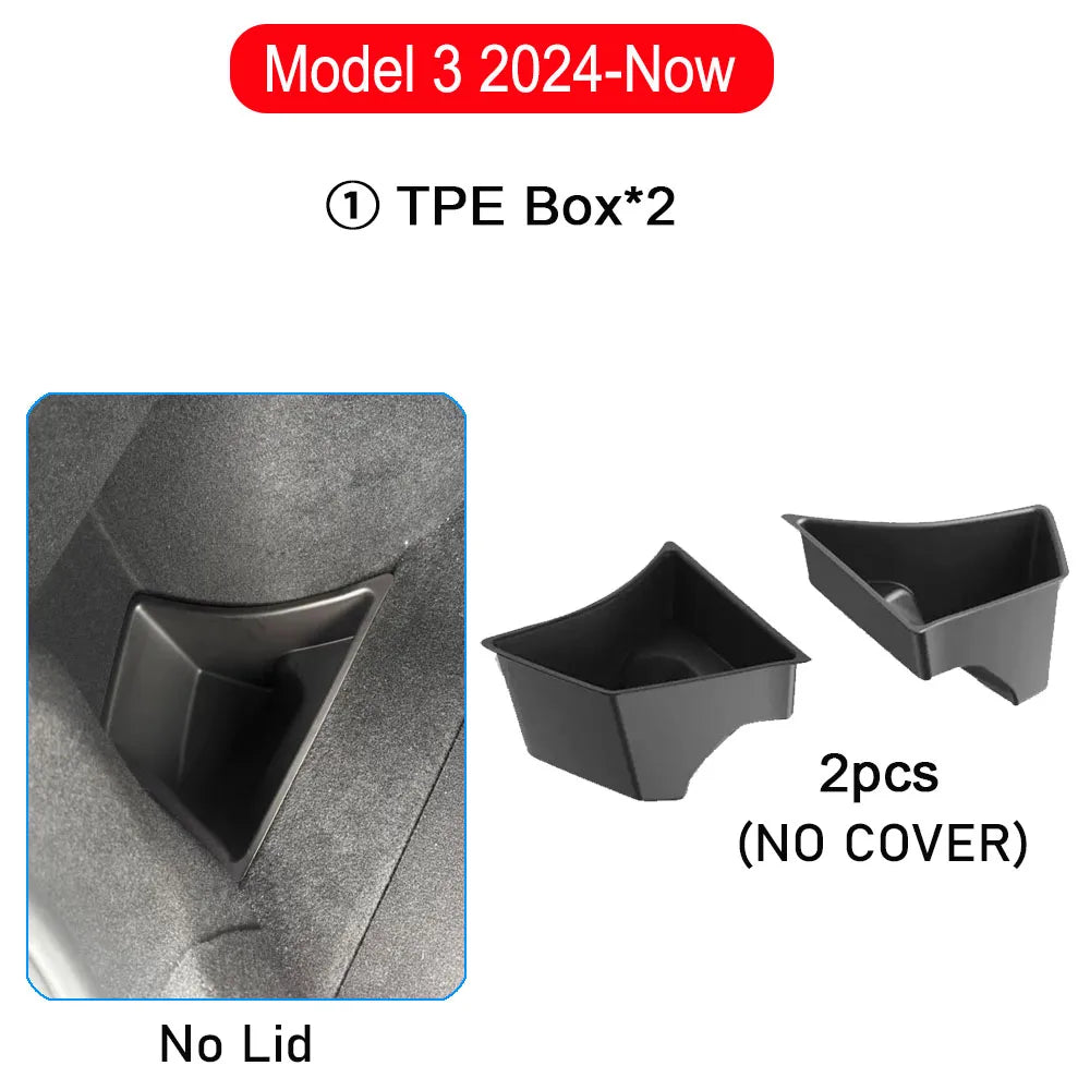 Trunk Organizer for Tesla Model 3 2024 2025 Waterproof Rear Trunk Storage Bins Side Box with Carpeted Lip Car Travel Accessories Beauty World Shop
