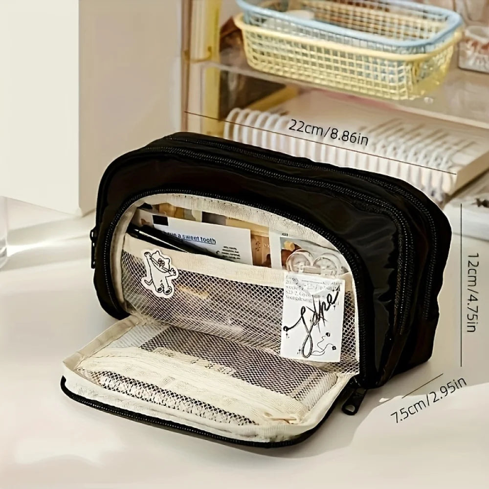 A Large-capacity Multi-layer Pencil Case, A Simple Multi-purpose Student Stationery Box And Makeup Storage Bag Beauty World Shop