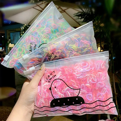 500Pcs/Set Girls Colourful Elastic Disposable Soft Rubber Band Hair Tie Headband Children Ponytail Holder Bands Kids Accessories Beauty Fashion