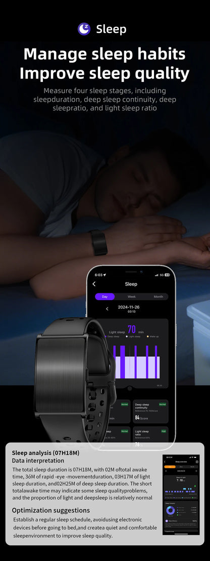 LIGE NO Screen Smart Wristbands With Heart Rate Sleep AI Health Monitor Report Smart Bracelet Incoming Call Notification Watches Beauty World Shop