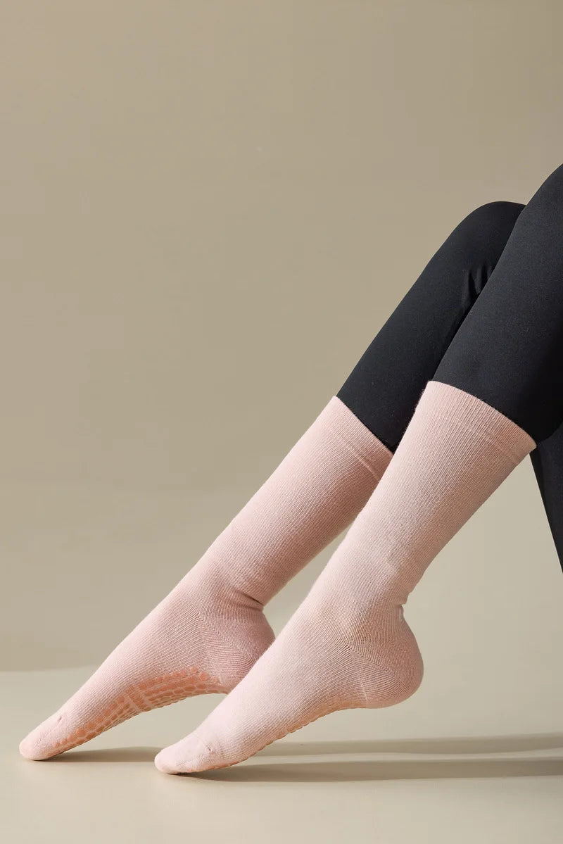 Professional Yoga Socks Women Silicone Non-slip Solid Color Pilates Socks Cotton Breathable Floor Gym Fitness Dance Sports Socks Beauty World Shop