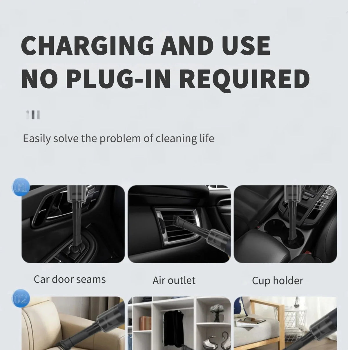 CENRR 98000PA Powerful Mini Car Vacuum Cleaner Cordless Wireless Car Cleaner HandHeld Portable Vacuum Cleaner Air Gun Beauty World Shop