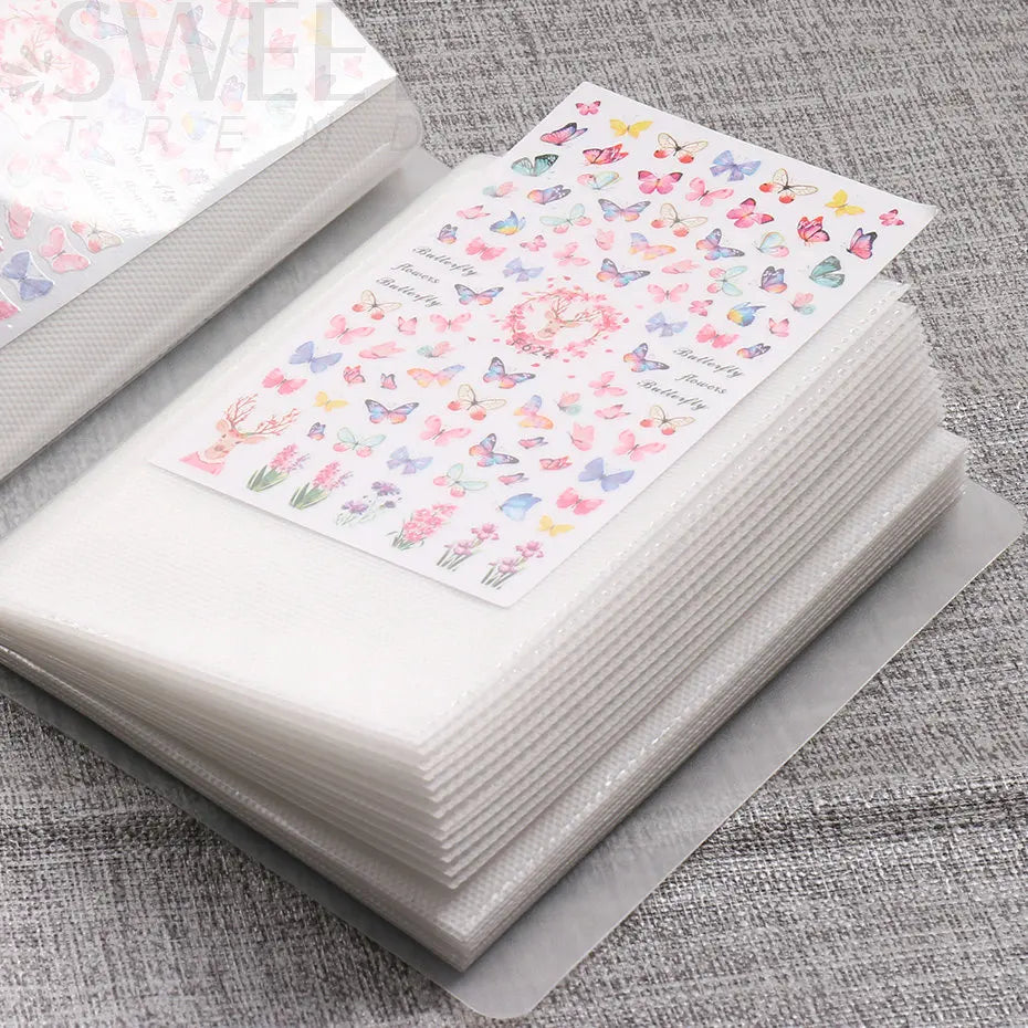 100 Slots Empty Nail Art Sticker Storage Book Album Exhibition Decals Collecting Organizer Holder Display Notebook Manicure Tool Beauty World Shop