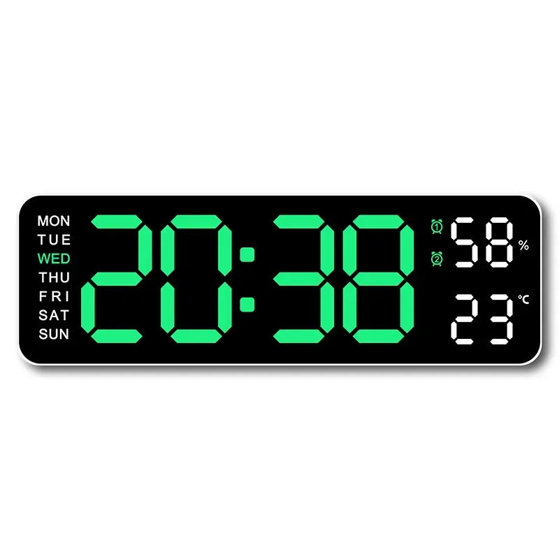 9 Inch Large Digital Wall Clock USB Powered TEMP Humidity Week Auto Dimmer DST Table Clock 12/24H Electronic LED Alarm Clock Beauty World Shop