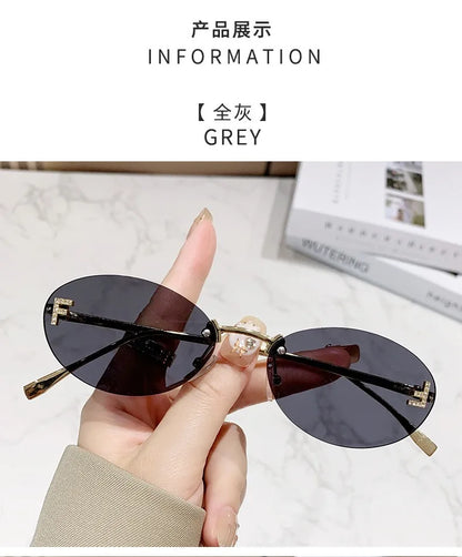 Elegant Diamond Oval Sunglasses Male Letter "F" Rimless Sunglasses  car sunglasses 90902 Beauty World Shop