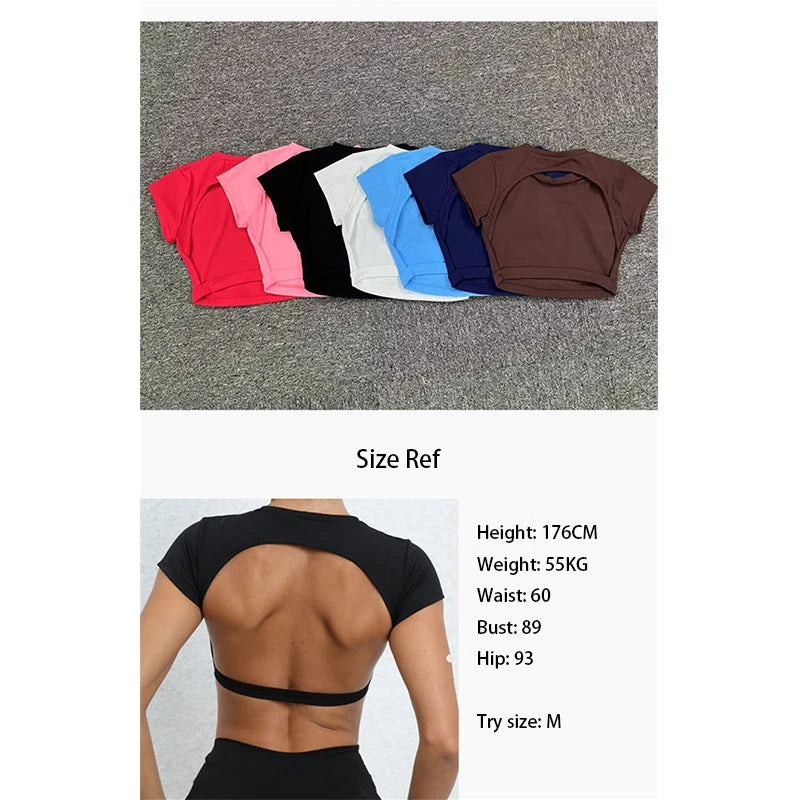 Hearuisavy Sports Shirts Breathable Workout Tops Fitness Sportswear Female Backless Yoga Clothing Sport Crop Tops Women Gym Top Beauty World Shop