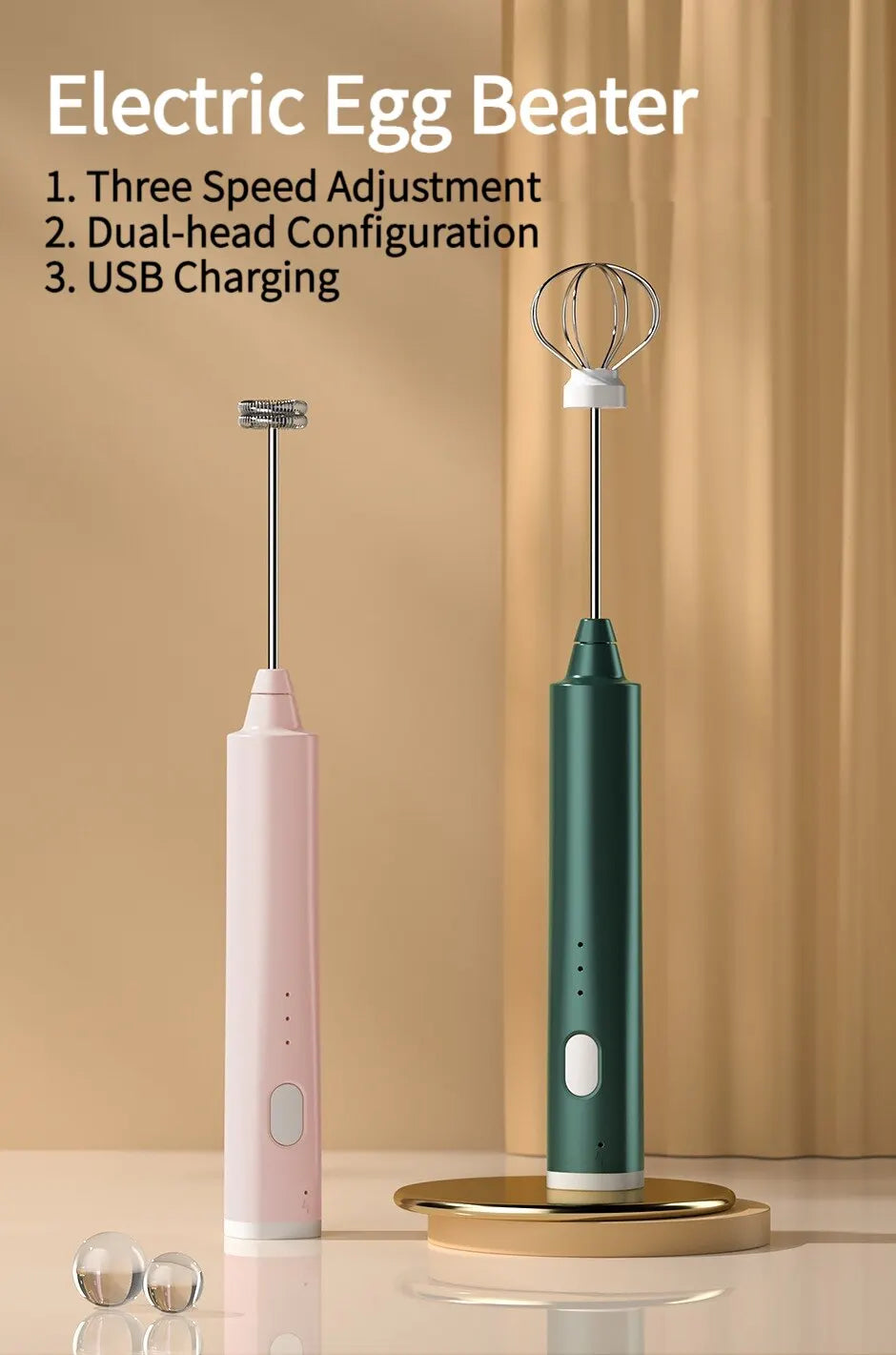 1 PCS USB Rechargeable Handheld Egg Beater 3 Speeds Electric Milk Frother Foam Maker Mixer Coffee Drink Frothing Wand Foamer Beauty World Shop