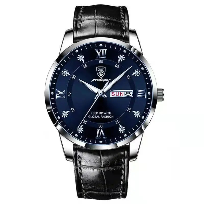 POEDAGAR Luxury Brand Men Watches Waterproof Luminous Leather Quartz Man Wristwatch Casual Sports Military Watch For Men relogio Beauty World Shop