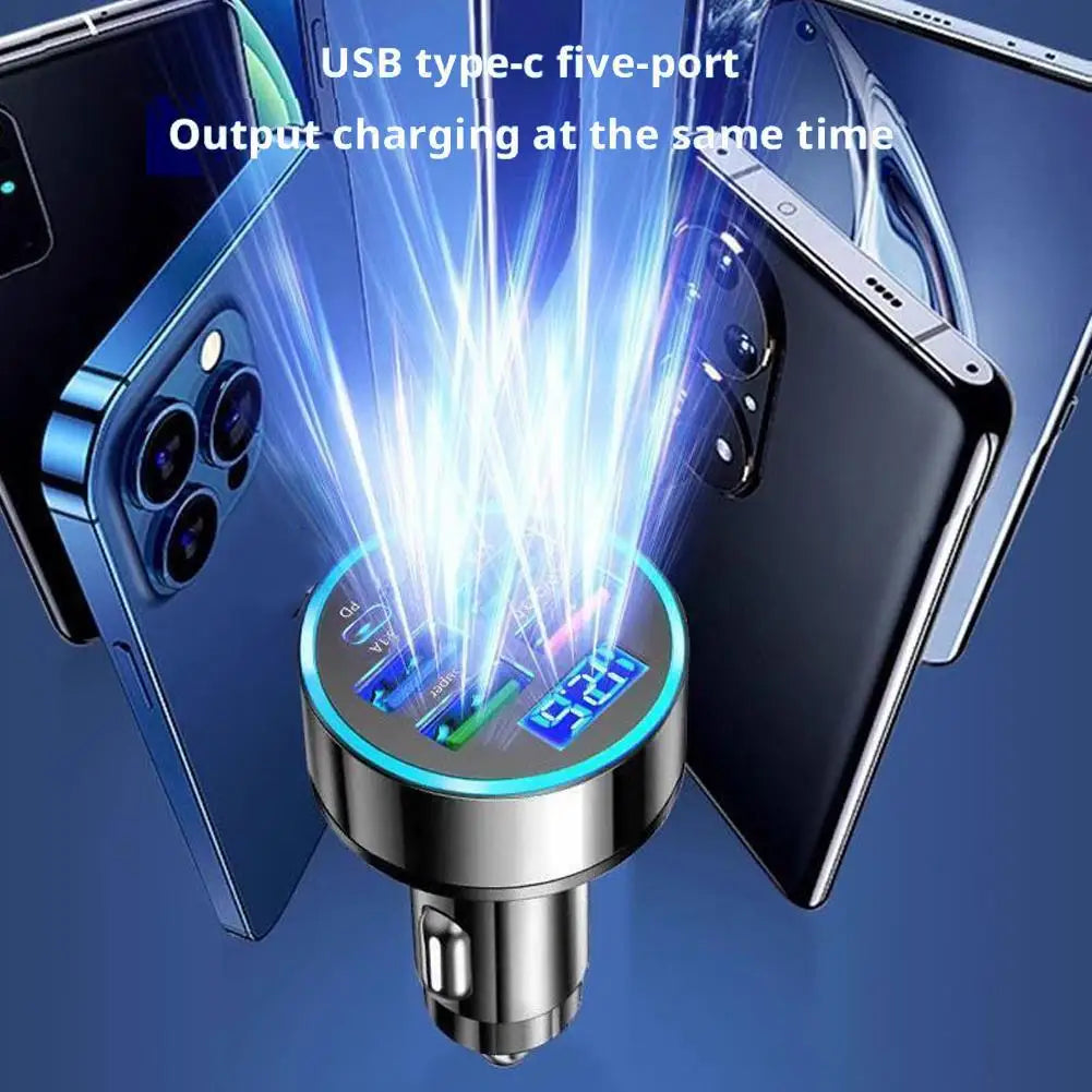 300W PD Car Charger QC3.1 Fast Charge 4USB+2PD ports Car Cigarette Lighter Plug Car Charger Flash Charge with Digital Display Beauty Trend Shop