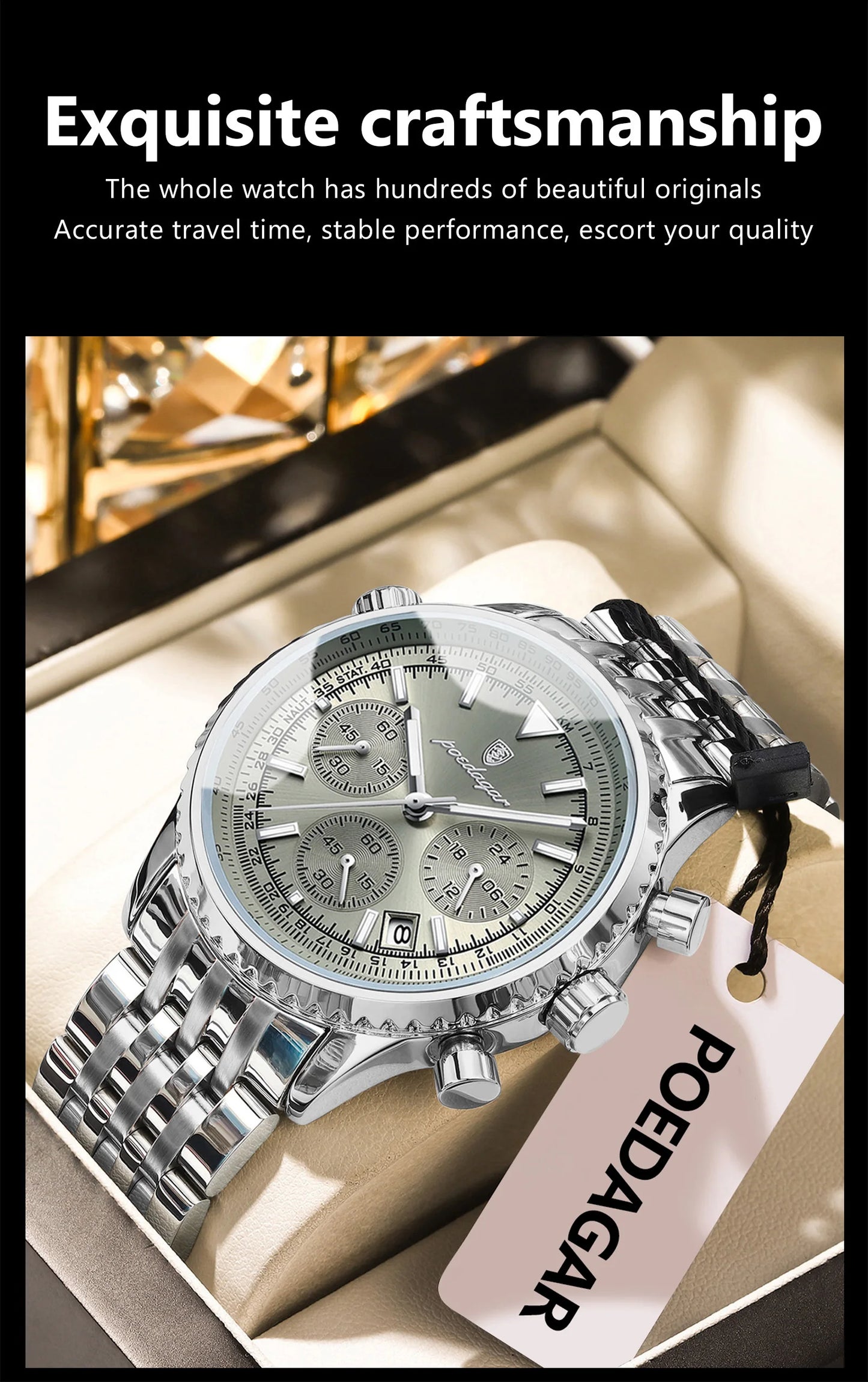 POEDAGAR Luxury Fashion Men Watch Stainless Steel Waterproof Luminous Quartz Male Clock Date Chronograph Military Men's Watches Beauty World Shop