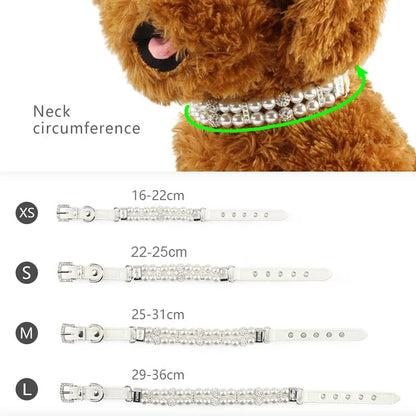 Pearl Pet Collar Artificial Pearls Rhinestone Dog Collar For Cat Necklace Wedding Party Pink Blue Green Beauty World Shop