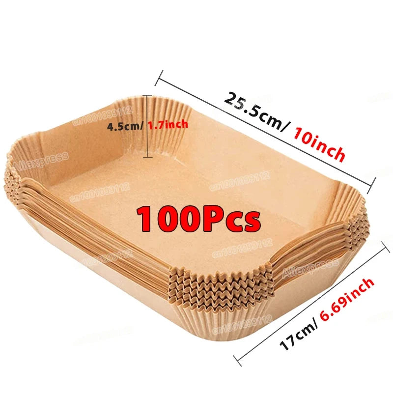 50/100Pcs Air Fryer Disposable Paper Non-Stick Airfryer Baking Papers Round Air-Fryer Paper Liners Paper Kitchen Accessories Beauty World Shop