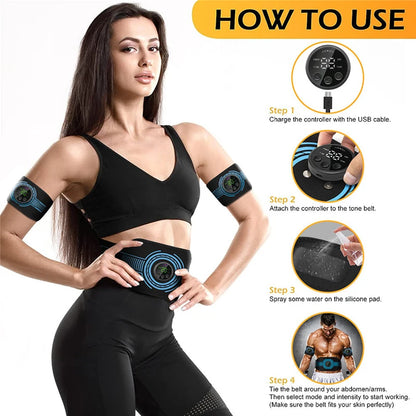 EMS Muscle Stimulation Belt Electric ABS Stimulator Trainer EMS Abdominal Exerciser Toning Belts Arm Leg Back Fitness Massager Beauty World Shop
