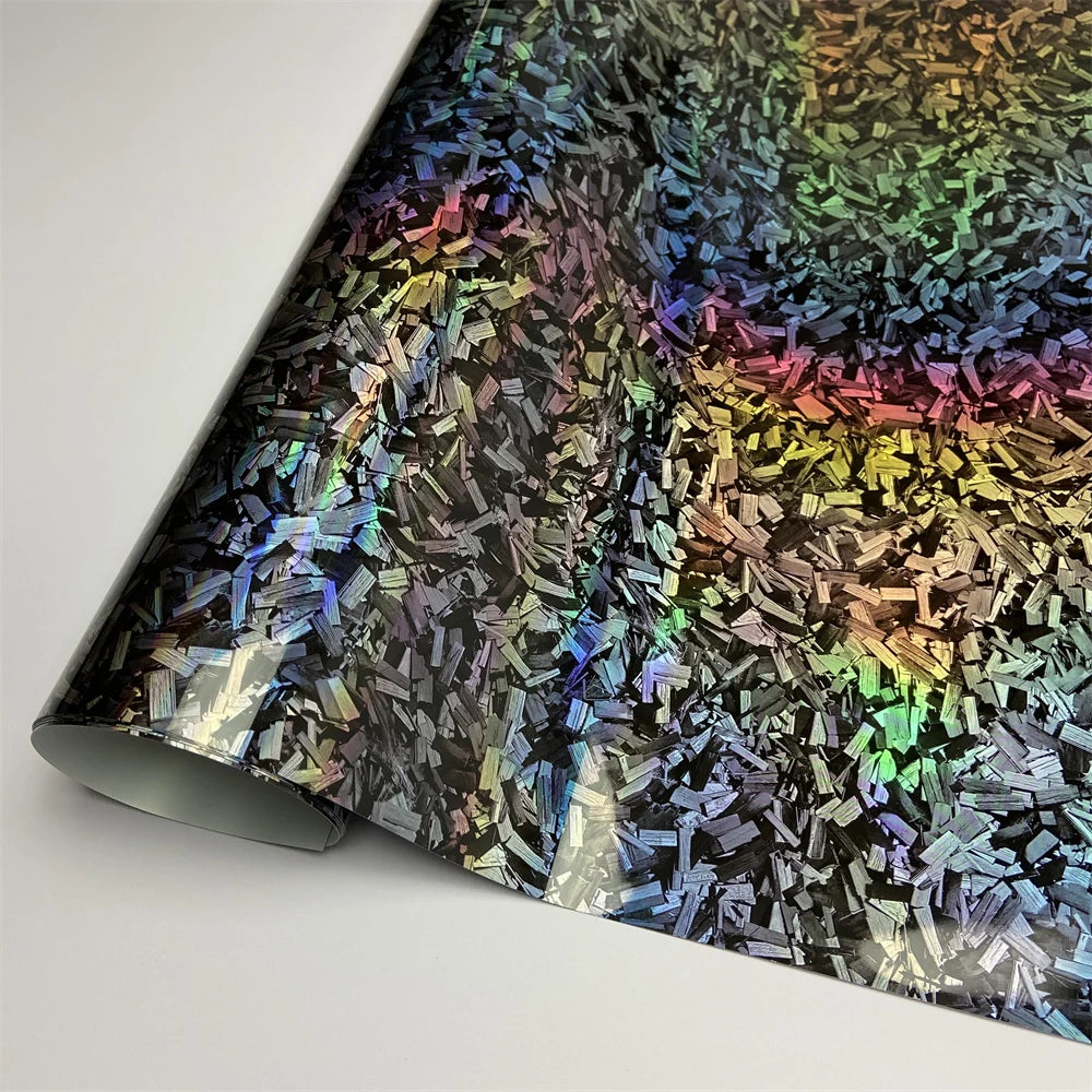 Glossy Laser Forged Carbon Fiber Vinyl Wrap Self Adhesive Car Sticker Waterproof Auto Glossy Vinyl Carbon Film for Car Decal Beauty World Shop