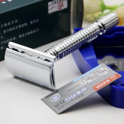 Men Shaving Razor with Blade Sliver Folding Shaving Knife Facial Hair Stainless Steel Straight Razor Barber Tools 10 Pcs Blades Beauty World Shop