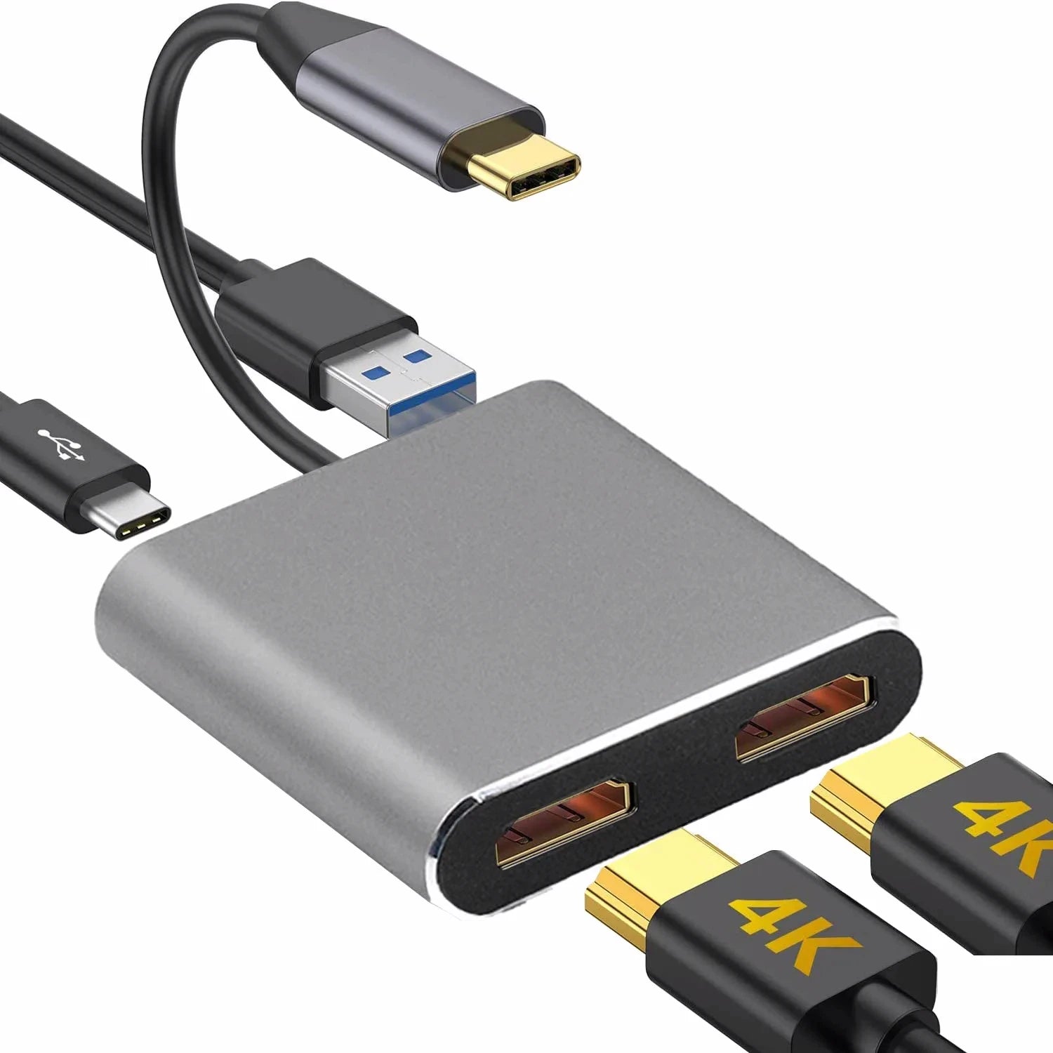 4k Uhd Display Usb C Thunderbolt3 Dual HdTV Extend 2 Monitors Usb 3.0 Hub Type-C Dock Pd Fast Charging For Macbook Pro Air Beauty World Shop