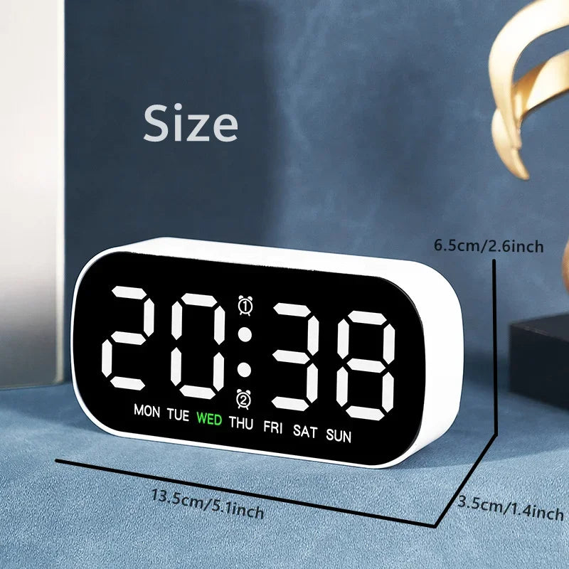 Digital Alarm Clock USB Powered Temperature Date Week Dual Alarm Night Mode Snooze Clock 5 Levels of Brightness 12/24H LED Clock Beauty World Shop