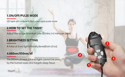 Infrared Light LED Healthcare Belt Waist Red Light Heating Massage Belt Pad Lumbar Back Waist Massager For Muscle Body Relief Beauty World Shop