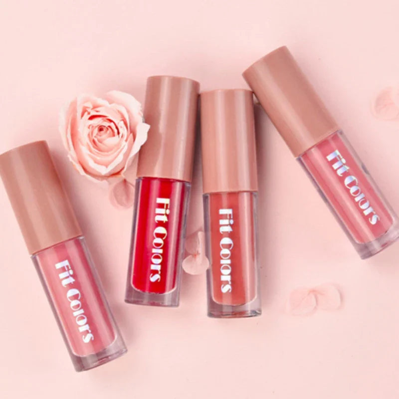 Fit Colors Velvet Lip Gloss Set — 4-Piece Non-Transfer, Diamond Finish, Long-Lasting Lip Gloss Collection Beauty Trend Shop