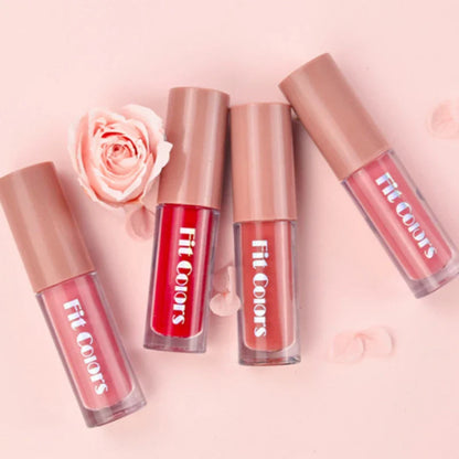 Fit Colors Velvet Lip Gloss Set — 4-Piece Non-Transfer, Diamond Finish, Long-Lasting Lip Gloss Collection Beauty Trend Shop