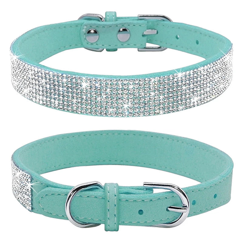 Dog Collar Crystal Glitter Rhinestone Pet Collars Zinc Alloy Buckle Collar For Small Medium Dogs Cats Chihuahua Pug Dog Collar Beauty World Shop