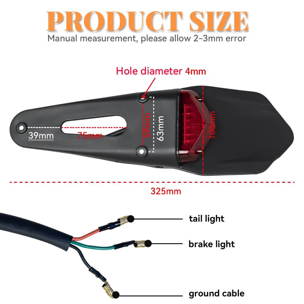 Motorcycle Tail Light For Enduro Off-Road Bike For Kawasaki Honda brake Lamp Motorcycles Rear Fender License Plate Bracket Beauty World Shop