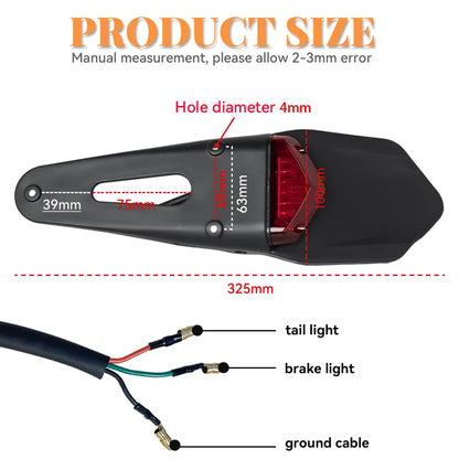 Motorcycle Tail Light For Enduro Off-Road Bike For Kawasaki Honda brake Lamp Motorcycles Rear Fender License Plate Bracket Beauty World Shop
