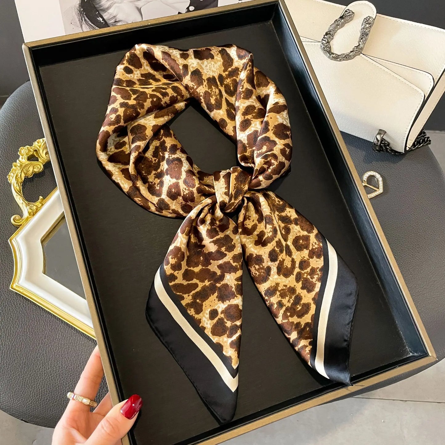 60Colors Luxury Scarf Women 70*70Cm Silk Feel Square Hair Wrapping Foulard Satin Shawl Big Size Head Bandana Hijab Handkerchief Beauty World Shop