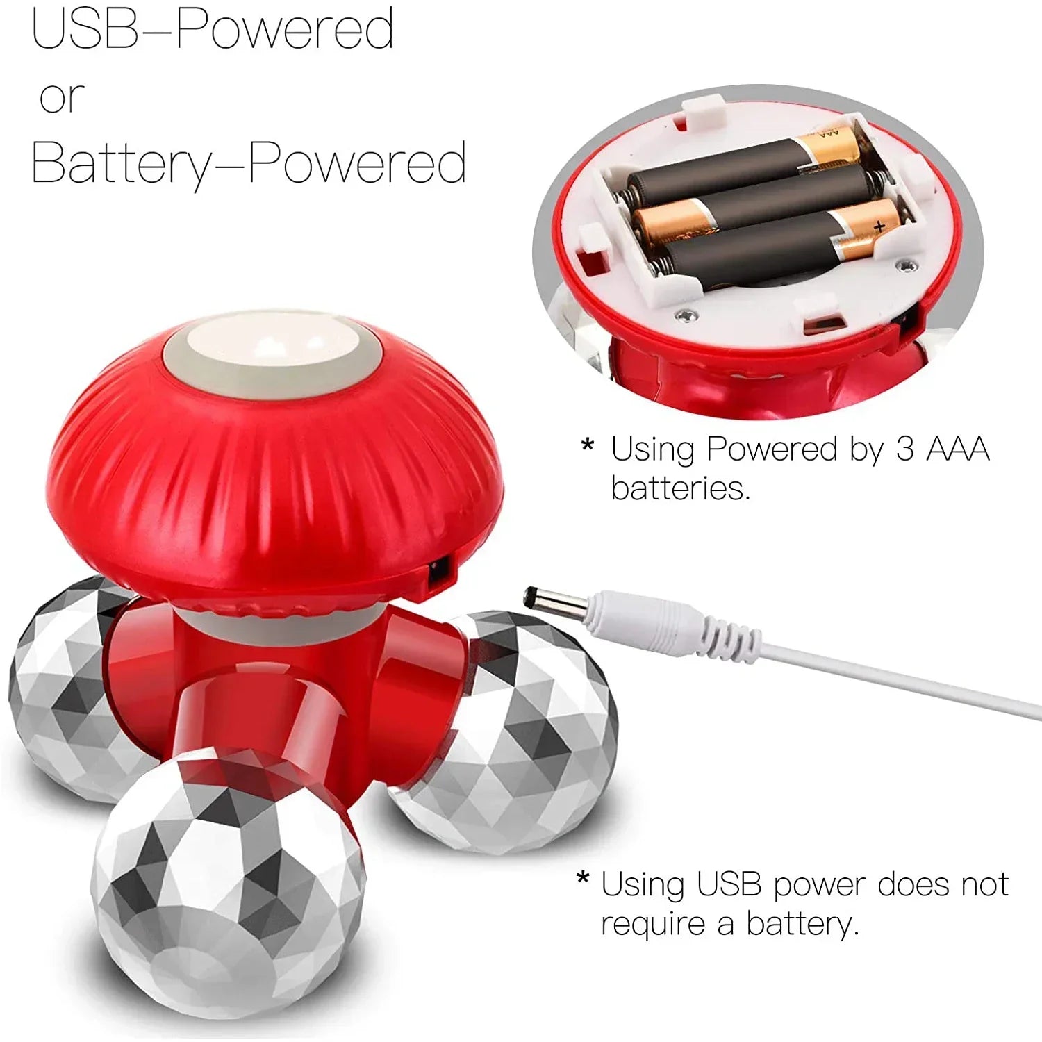 New 4 in1 Handheld Vibrating Massager with 3 Kneading Massage Heads for Self Massage Relaxation or Muscle Tension Mini Massager Beauty World Shop