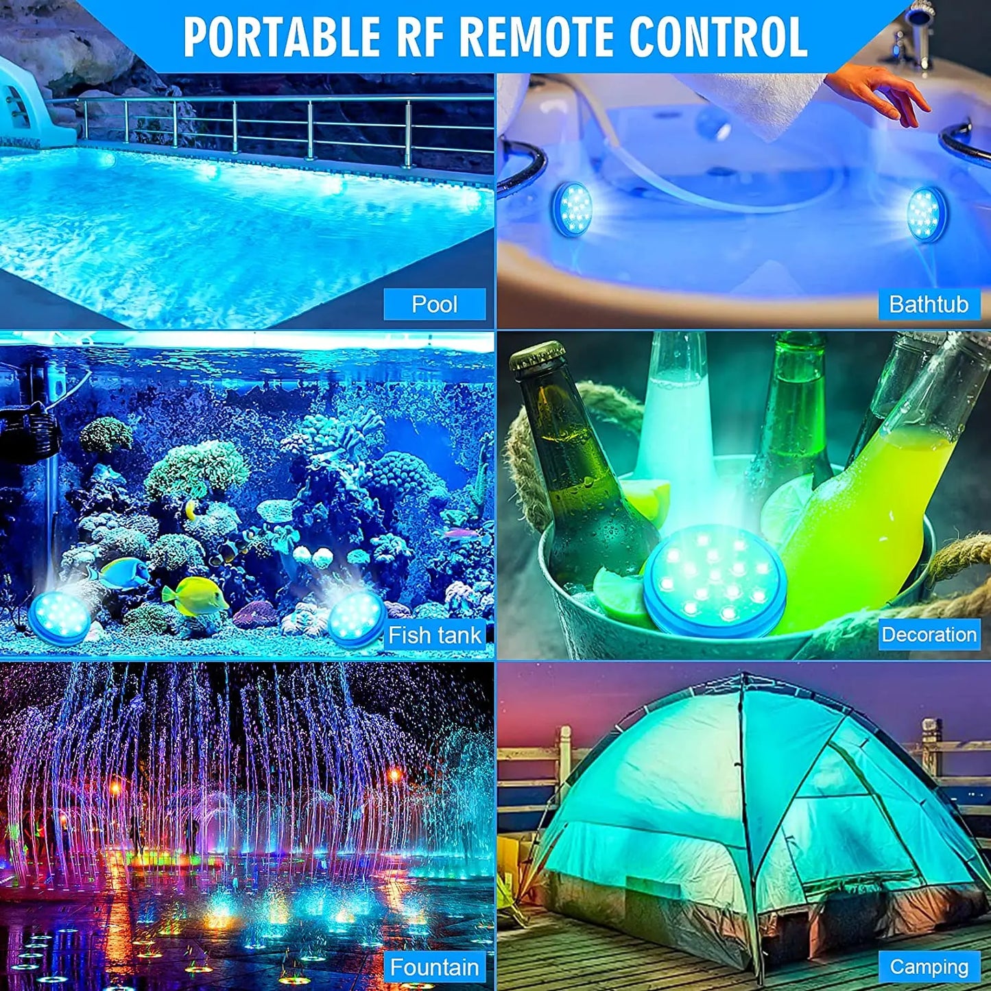 Rechargeable Underwater Submersible Pool Lights with Remote IP68 Waterproof Color Changing Led Floating Lights for Hot Tub Bath Beauty World Shop