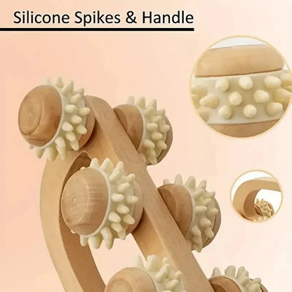 Wooden Massage Roller Tool, Manual Wooden Massager, 1 Pcs Wood Back Massage Roller for Neck Leg Back Deep Tissue Muscle Massage Beauty World Shop