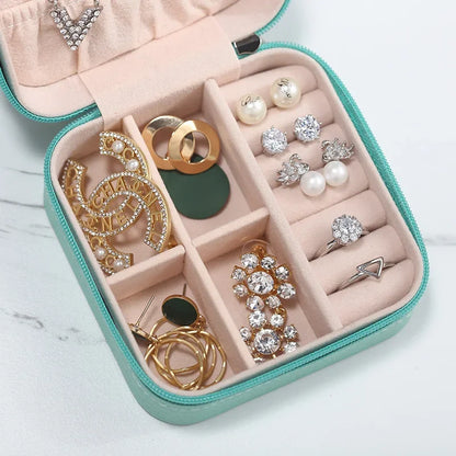 Portable Mini Jewelry Storage Box Travel Organizer Jewelry Case Leather Storage Earrings Necklace Ring Jewelry Organizer Display Beauty World Shop