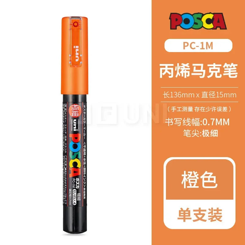 Uni Posca Full Marker PC-1M 3M 5M Multi-Colours Acrylic Permanente Rotulador Poster Graffiti Painting Pen For Fabric Rock Metal Beauty World Shop