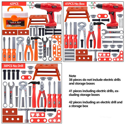 Kids Pretend Tools Kit 38/41/42 PCS Role Play Repair Construction Tool Kit Educational Learning Toys for ToddlersBoys Girls Gift Beauty Fashion