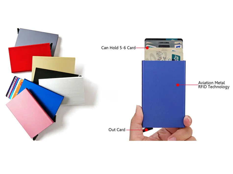 Rfid Smart Wallet Card Holder Metal Thin Slim Men Women Wallets Pop Up Minimalist Wallet Small Black Purse Vallet Walets for Men Beauty World Shop