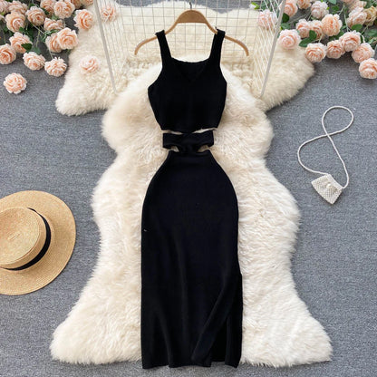YuooMuoo Women Dress Sexy Cut Out Waist Package Hips Split Bodycon Dress Summer Fashion Lady Knitted Party Vestidos Sundress Beauty World Shop