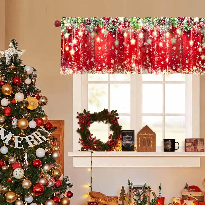 Christmas Short Curtains Valances Merry Christmas Decorations For Home 2025 Xmas Navidad Kitchen Bedroom Ornaments New Year 2026 Beauty World Shop