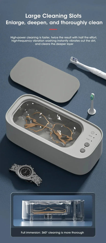Ultrasonic Cleaning Machine Mini High-frequency Vibration Cleaning Adjustable Glasses Jewelry Pacifier Timed Cleaning Tool