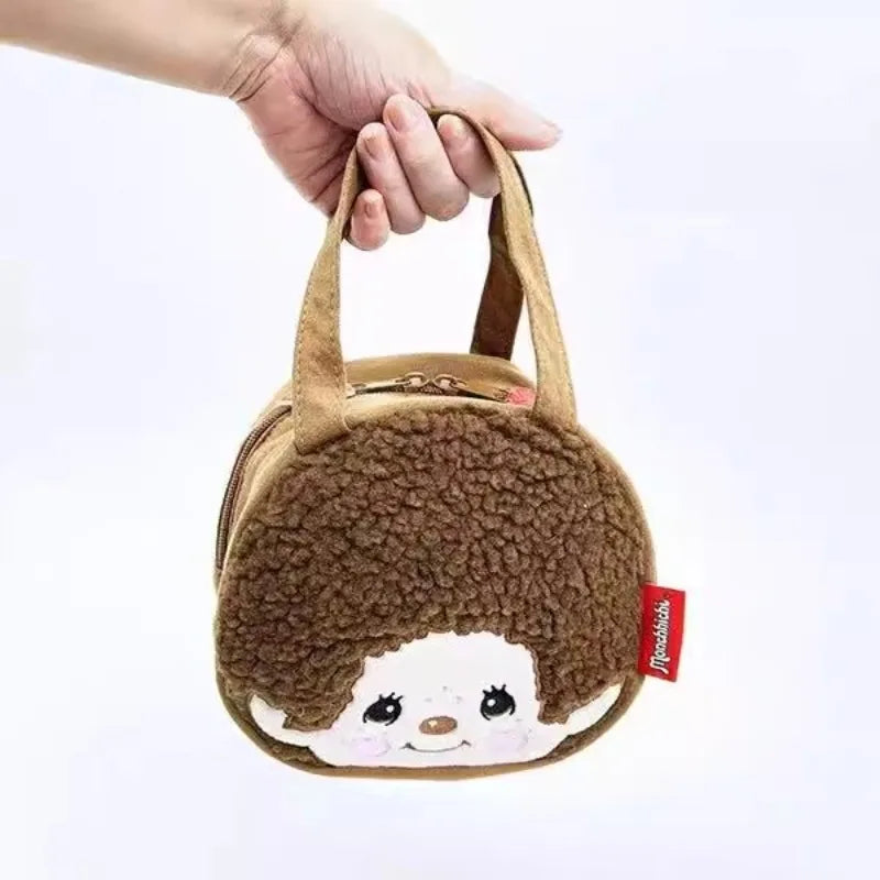 NewJapanese Cartoon Cute Plush Handbag Monchichi Small Items Storage Bag Going Out Hand Bag Coin Purse Birthday Gift for Friends Beauty World Shop