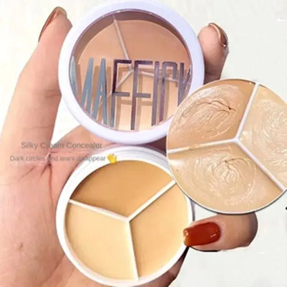 3-Color Concealer Palette Professionally Covers Dark Circles Around Eyes and Face Beauty World Shop