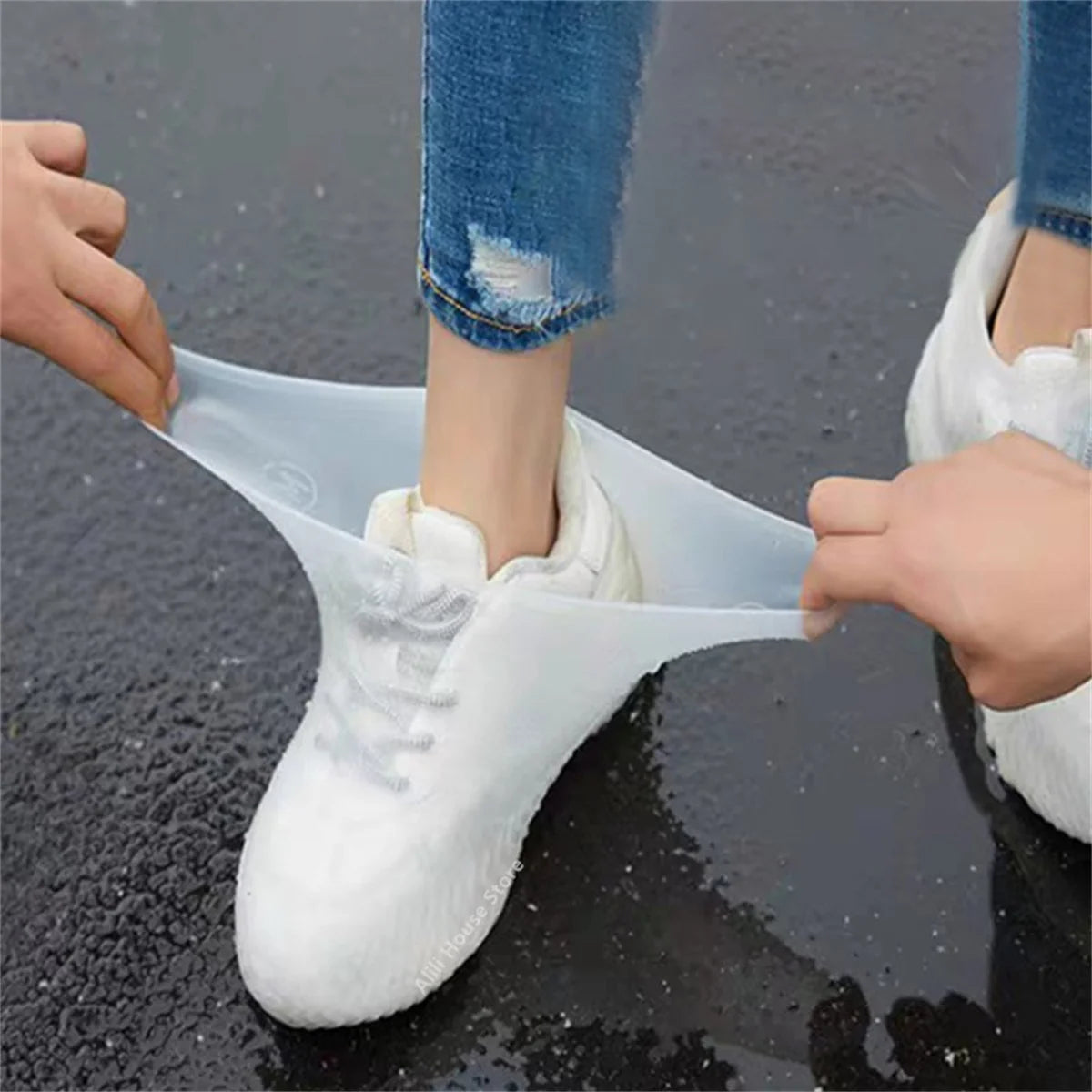 1 Pair Rubber Rain Boot Overshoes For Outdoor Use, Silicone Waterproof Shoe Covers, Rainy Day Shoe Cover, Reusable Non-Slip Rain Beauty Fashion