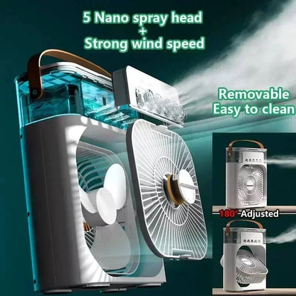 New 3 In 1 Fan AIr Conditioner Household Mini Air Cooler LED Night Light Portable Humidifier Air Adjustment Fan Office Home Fan Beauty World Shop
