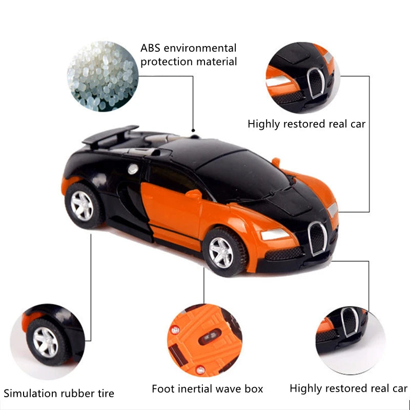 One Click Automatic Collision Deformation Robot Boy Gift Dual Form Toy Car Father Son Interactive Model Car Beauty World Shop
