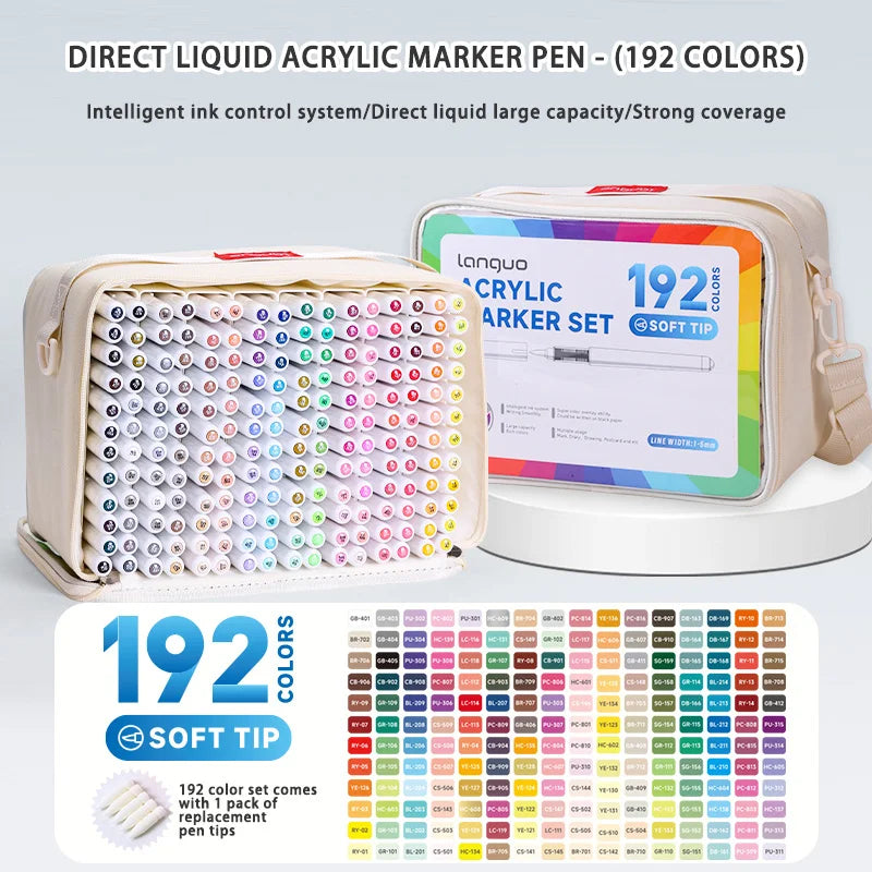 Languo 9pcs/box Soft Brush Acrylic Marker Pen Set，DIY Hand Drawn,Paint Art Markers pens,Student Graffiti Acrylic Paint Pens,M720 Beauty World Shop