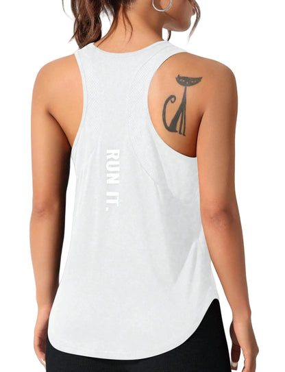 Women's running vest, special letter style, loose long top vest, a good choice for yoga running Beauty World Shop