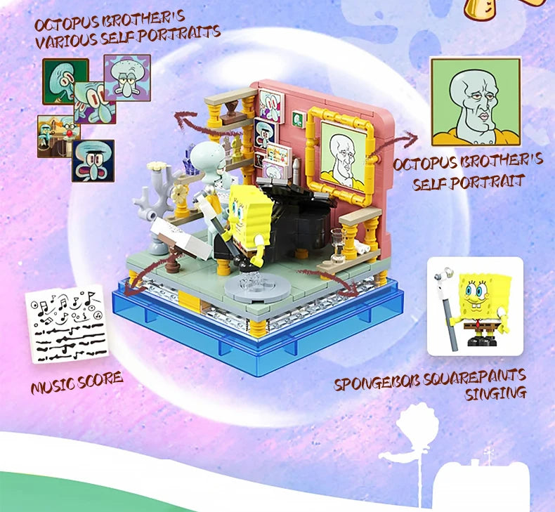 Spongebob Building Blocks Patrick Star Krusty Krab Squidward Tentacles Room Model Bricks Set Desktop Ornaments Kids Toys Gifts Beauty World Shop