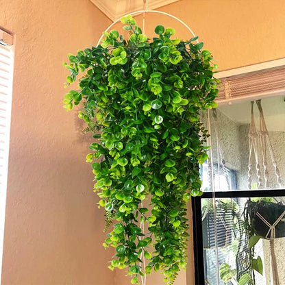 Artificial Hanging Plants Faux Eucalyptus Leaf Greenery Vine Outdoor UV Resistant Plastic Plants for DIY Home Wedding Decoration Beauty World Shop